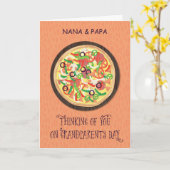 Nana en Papa Pizza Grootouders Dag Kaart (Gele Bloem)