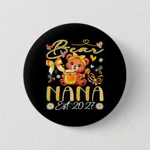 Nana Est 2027 Bloem Das Moederdag Beer Ronde Button 5,7 Cm
