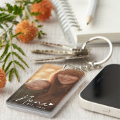 Nana Est jaar handgeschreven script met hart foto Sleutelhanger (Voorkant Rechts)