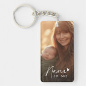 Nana Est jaar handgeschreven script met hart foto Sleutelhanger (Voorkant)