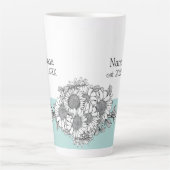 Nana Est. Year Hand-Drawn Sunflower Turquoise Latte Mok (Voorkant)