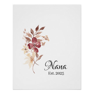 Nana Est. Year – New Grandma Milestone Perfect Poster
