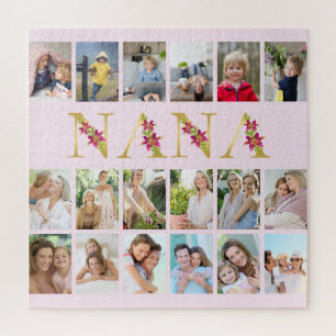 Nana Floral Gold Letters 18 Verticale fotocollage Legpuzzel