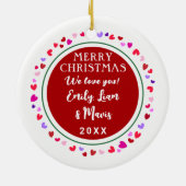 Nana Hearts Love Sign Datum kerstcadeautje Keramisch Ornament (Achterkant)