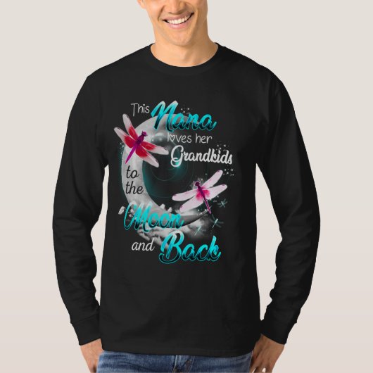 Nana houdt van haar kleinkinderen Dragonfly Moon W T-shirt (Voorkant)