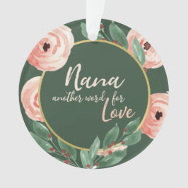 Nana Love Floral Berry Roos met Foto Ornament