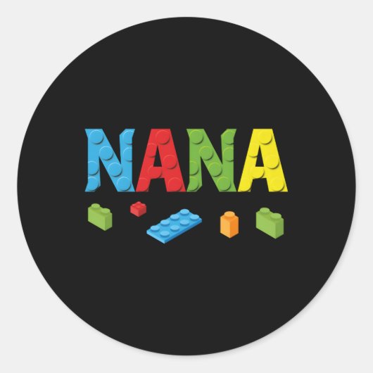 Nana Master Builder Building Bricks Blocks Family Ronde Sticker (Voorkant)