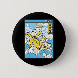 Nana Met Melkpak Surft op Japanse Golven Kawaii V Ronde Button 5,7 Cm