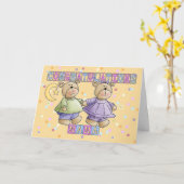 Nana naar nieuwe baby tweeling gefeliciteerd kaart (Gele Bloem)