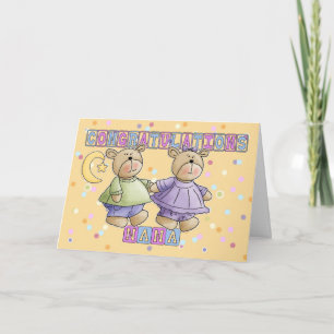 Nana naar nieuwe baby tweeling gefeliciteerd kaart