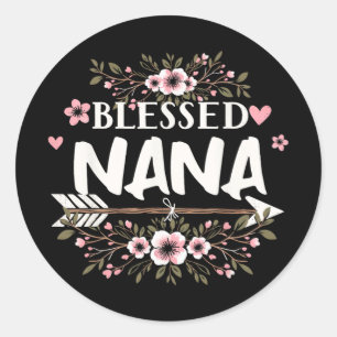 Nana Oma Life Flower Moederdag 2024 Vrouwen Ronde Sticker