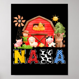 Nana Red Farm Cow Verjaardag Jongen Matching Famil Poster