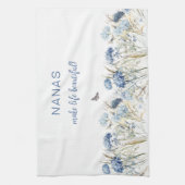 Nana’s Moederdag Stoffige Blauwe Wildbloemen Theedoek (Verticaal)