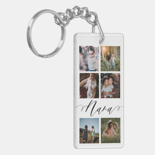 Nana Script | Grootkinderen Fotoraster collage Sleutelhanger (Voorkant Links)