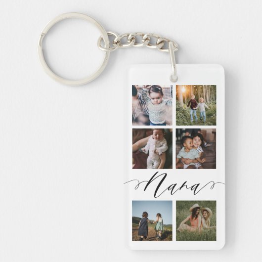 Nana Script | Grootkinderen Fotoraster collage Sleutelhanger (Voorkant)