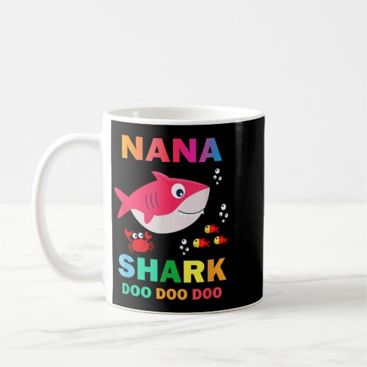 Nana Shark Shirt, Vaderdag cadeau van vrouw zoon D Koffiemok (Links)