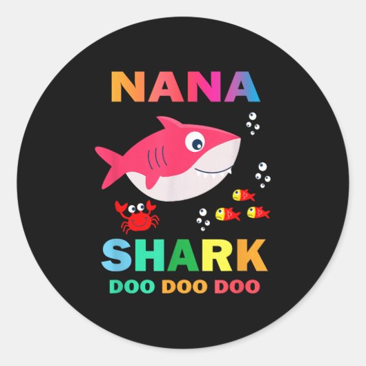 Nana Shark Shirt, Vaderdag cadeau van vrouw zoon D Ronde Sticker (Voorkant)