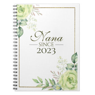 Nana Sinds Gepersonaliseerd Jaar Bloemig Handgesch Notitieboek