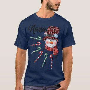 Nana Snowman Candy Cane Red Pset HatKerstmis Gif T-shirt