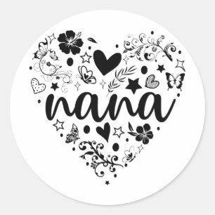 Nana Stickers, Nana Heart, Nana Sticker, Grandma Ronde Sticker
