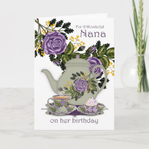 Nana Tea en Cupcake Verjaardag Kaart