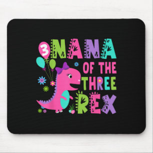 Nana van de drie rex dinosaurus T-rex 3e verjaarda Muismat