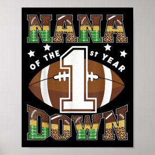 Nana van het 1e jaar Down Football eerste verjaard Poster
