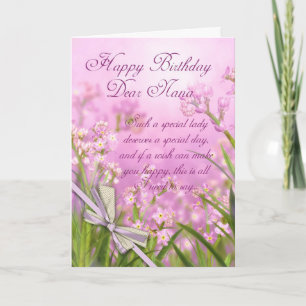 Nana Verjaardag Kaart - Roze Vrouwelijke Bloemen M