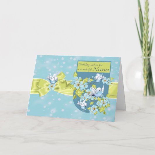 Nana, Verjaardag Wenskaart met  vogels Kaart (Voorkant)