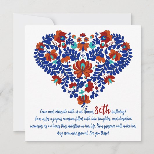 Nana's 80ste verjaardag / Hongaarse rustieke Matyo Kaart (Voorkant)