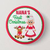 Nana's eerste kerstknop ronde button 7,6 cm (Voorkant)