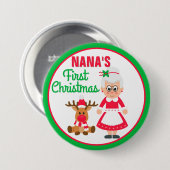 Nana's eerste kerstknop ronde button 7,6 cm (Voorkant /achterkant)