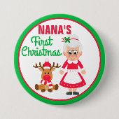 Nana's eerste kerstknop ronde button 7,6 cm (Voorkant)