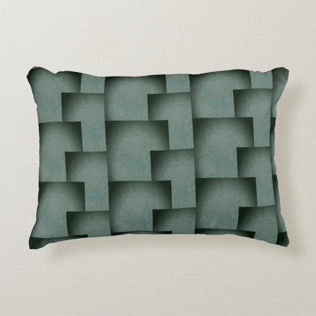 Nana's hart (zwart en grijs) accent kussen (Voorkant)