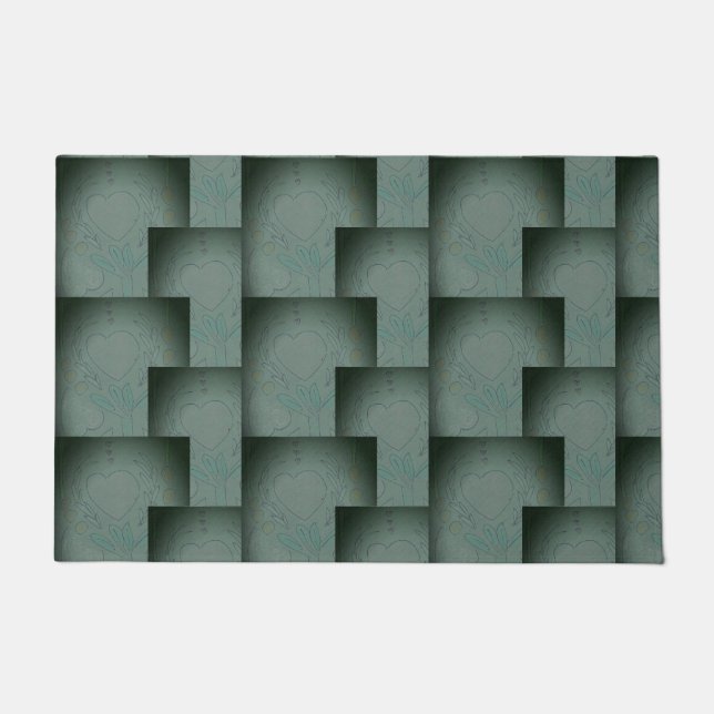 Nana's hart (zwart en grijs) deurmat (Voorkant)