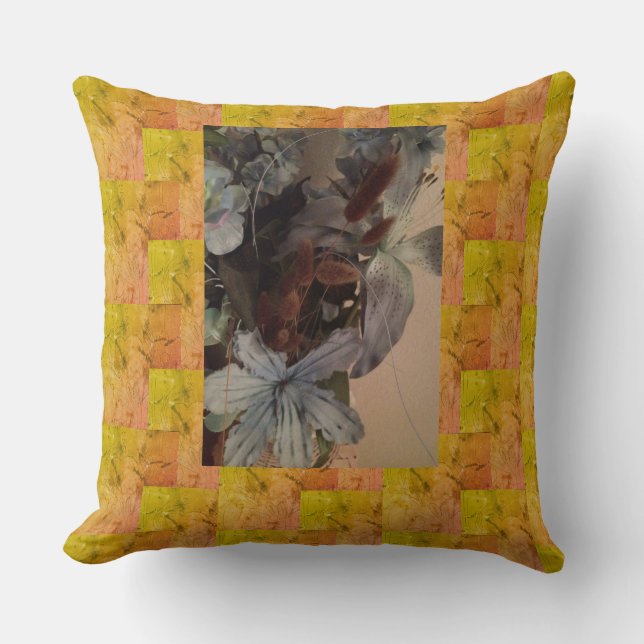 Nana's harten ingelijste bloemen kussen (Voorkant)