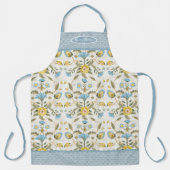 Nanas Keuken Blauw n Geel  Bloemen Scallop Schort (Voorkant)