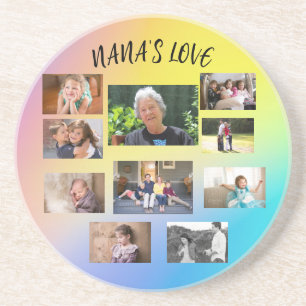 Nana's Love 10 Foto Modern Roze Blauw Geel Zandsteen Onderzetter