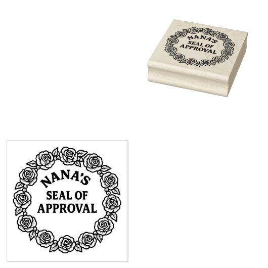 Nana's Seal of Approval Roos Krans Rubberstempel (Gestempeld)