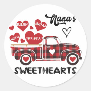 Nana's Sweethearts Truck Personalized Grandma Ronde Sticker