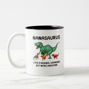 Nanasaurus als een normale grootmoeder, maar Gewel Tweekleurige Koffiemok