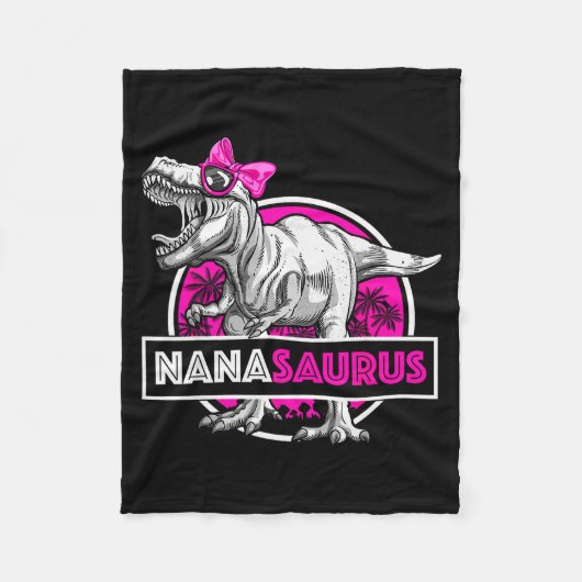 Nanasaurus T-rex Matching Funny Grandma Saurus Din Fleece Deken (Voorkant)