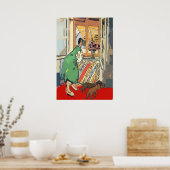 Nancy bij Window met honden Poster (Keuken)