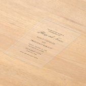 Nancy Black en White Modern Wedding Acryl Uitnodigingen (Laagn)