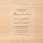 Nancy Black en White Modern Wedding Acryl Uitnodigingen (Voorkant)