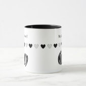 "Nancy" Gepersonaliseerde naam, zwart en wit harte Mok (Midden)
