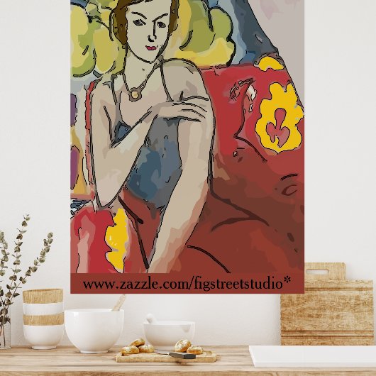 Nancy In Red Chair, ajouter du texte, Poster (Cuisine)