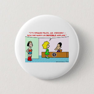 nancy pelosi obama onzichtbaar vliegtuig ronde button 5,7 cm