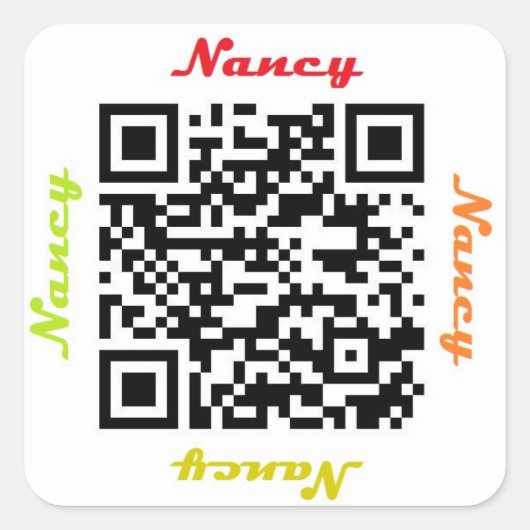 Nancy QR Code Gepersonaliseerde NAAM Sticker (Voorkant)