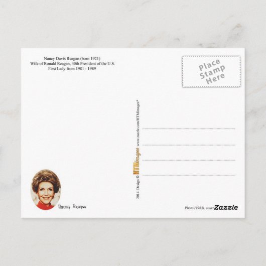 Nancy Reagan, First Lady of the U.S. Briefkaart (Achterkant)